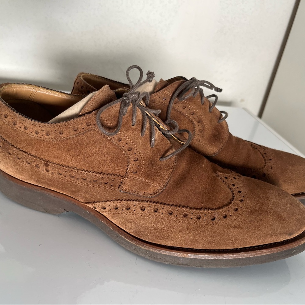 Isaia suede wing tip - light brown - 8